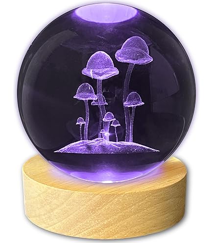 DCORIUNTG 3D Crystal Ball Night Light with 16 Colors, 60mm Glass